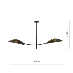 Emibig Taklampa Lotus Stål Svart | Passande för 2x E14 - Max 10W