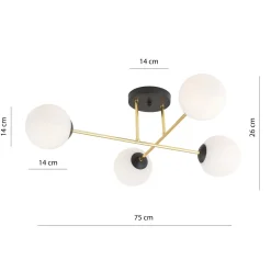 Emibig Taklampa Magnum Stål Svart | Passande för 4x E14 - Max 10W