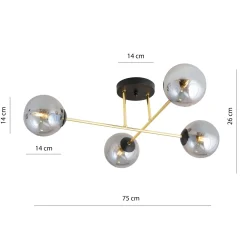Emibig Taklampa Magnum Stål Svart | Passande för 4x E14 - Max 10W