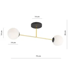 Emibig Taklampa Magnum Stål Svart | Passande för 2x E14 - Max 10W