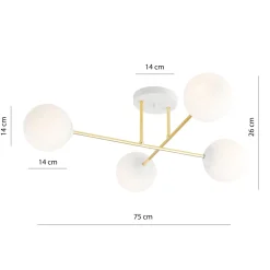Emibig Taklampa Magnum Stål Vit | Passande för 4x E14 - Max 10W