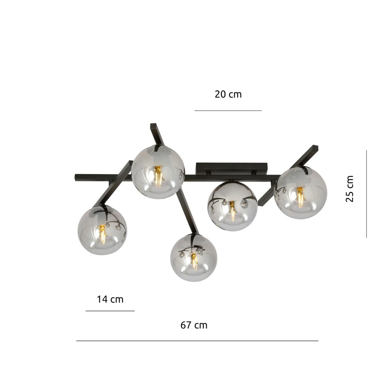 Emibig Taklampa Smart Stål Svart | Passande för 5x E14 - Max 10W