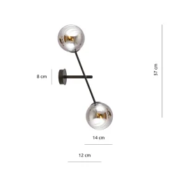 Emibig Vägglampa Linjär Stål Svart | Passande för 2x E14 - Max 10W
