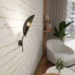 Emibig Vägglampa Lotus Stål Svart | Passande för 1x E14 - Max 10W
