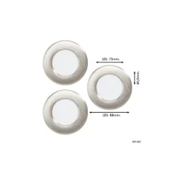 Flerpack 3x Eglo Infälld Spot Fueva 6 Plast Satin Nickel 11.1W 1350lm - 827-840-865 CCT