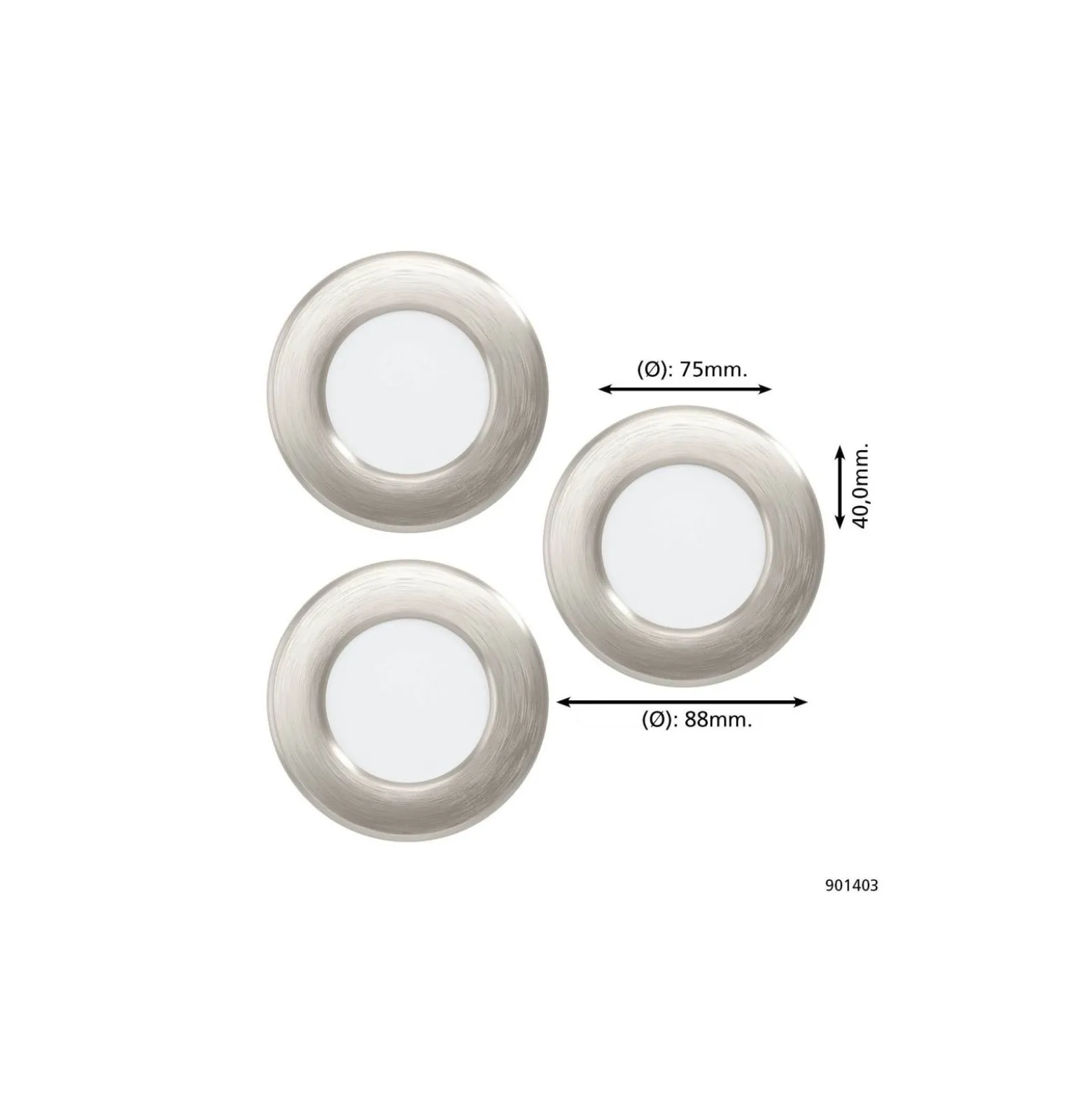 Flerpack 3x Eglo Infälld Spot Fueva 6 Plast Satin Nickel 11.1W 1350lm - 827-840-865 CCT