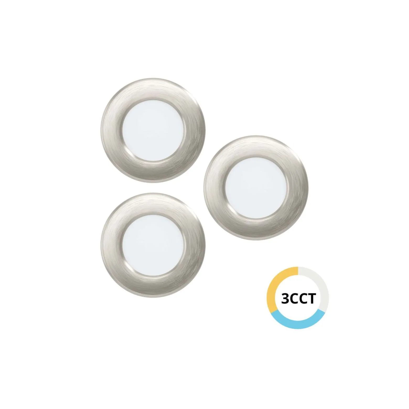 Flerpack 3x Eglo Infälld Spot Fueva 6 Plast Satin Nickel 11.1W 1350lm - 827-840-865 CCT
