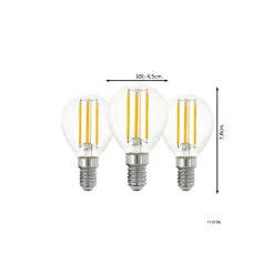 Flerpack 3x Eglo LED Boll E14 Filament Klar 21W 806lm - 827 Extra Varm Vit | Ersättare 60W