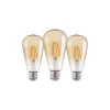 Flerpack 3x Eglo LED Edison E27 Filament Ambar 4W 400lm - 822 Extra Varm Vit | Ersättare 40W