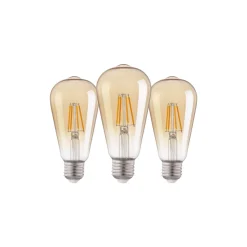 Flerpack 3x Eglo LED Edison E27 Filament Ambar 4W 400lm - 822 Extra Varm Vit | Ersättare 40W
