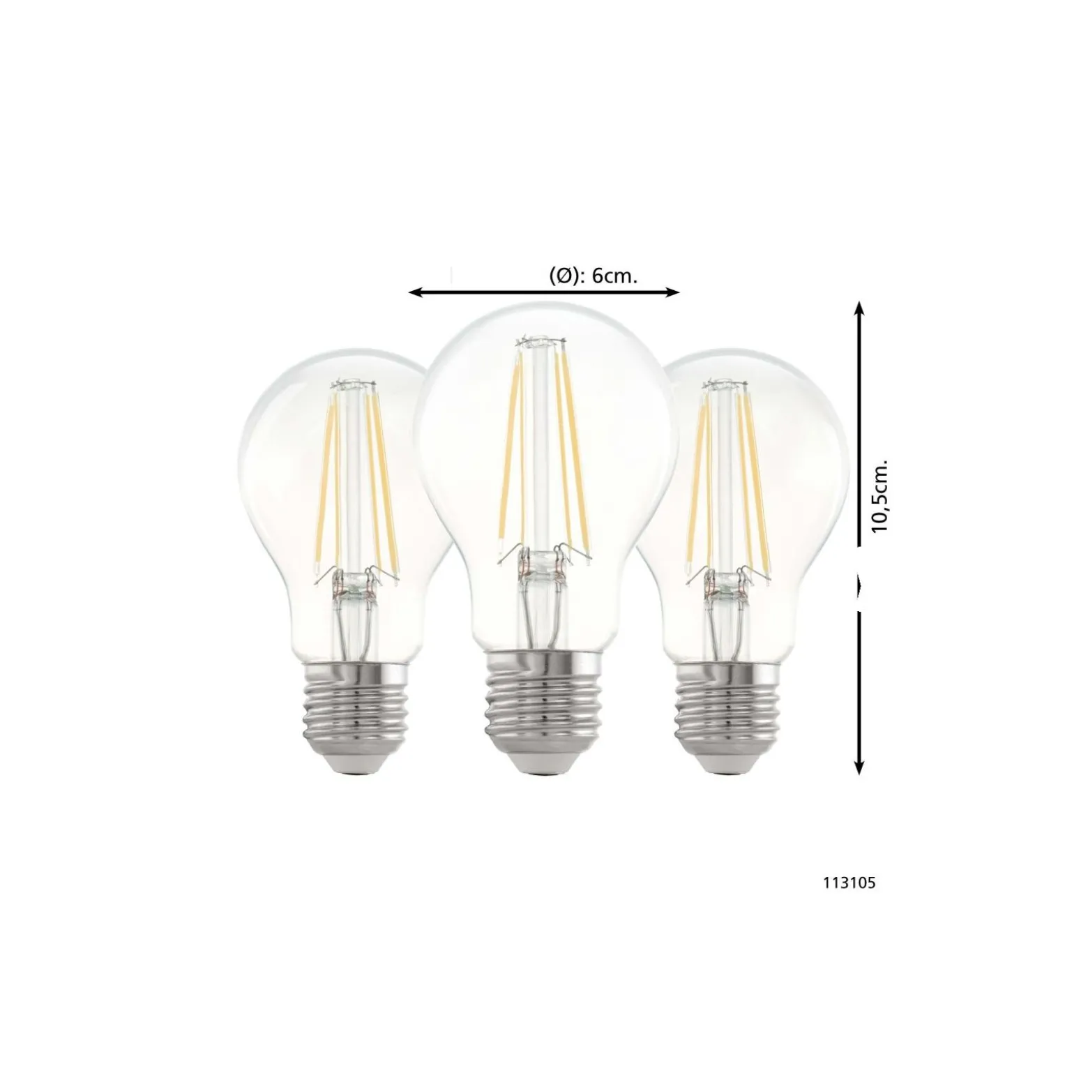 Flerpack 3x Eglo LED Päron E27 Filament Klar 21W 806lm - 827 Extra Varm Vit | Ersättare 60W
