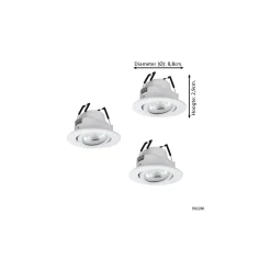 Flerpack 3x Eglo LED Spot Saliceto-Z Aluminium Vit 4.7W 440lm - 827-865 Justerbar Vit + RGB | 88mm - Utskärning 68mm - IP20 - Zigbee Dimbar