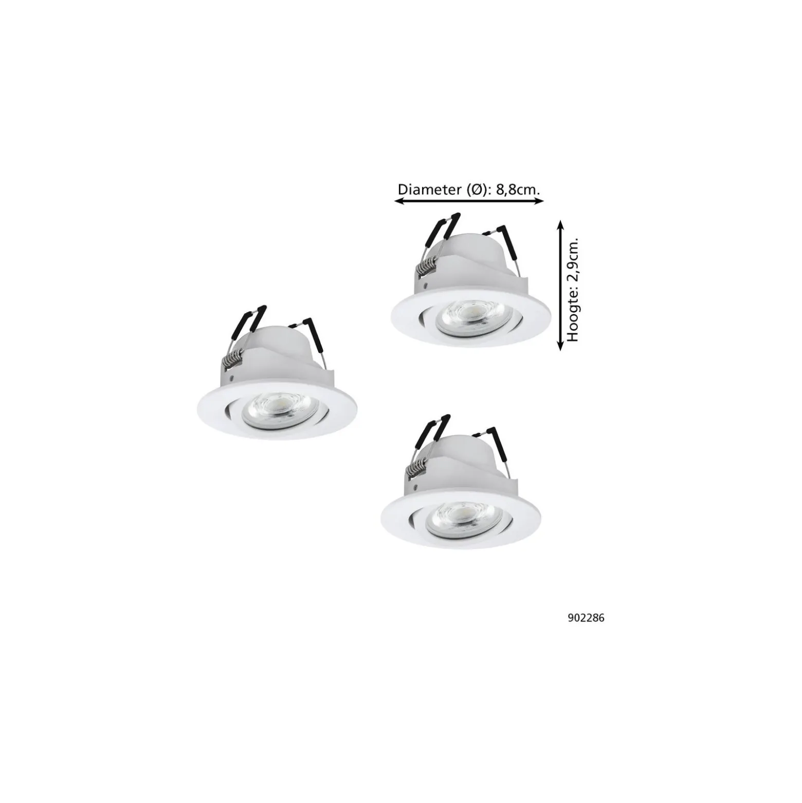 Flerpack 3x Eglo LED Spot Saliceto-Z Aluminium Vit 4.7W 440lm - 827-865 Justerbar Vit + RGB | 88mm - Utskärning 68mm - IP20 - Zigbee Dimbar