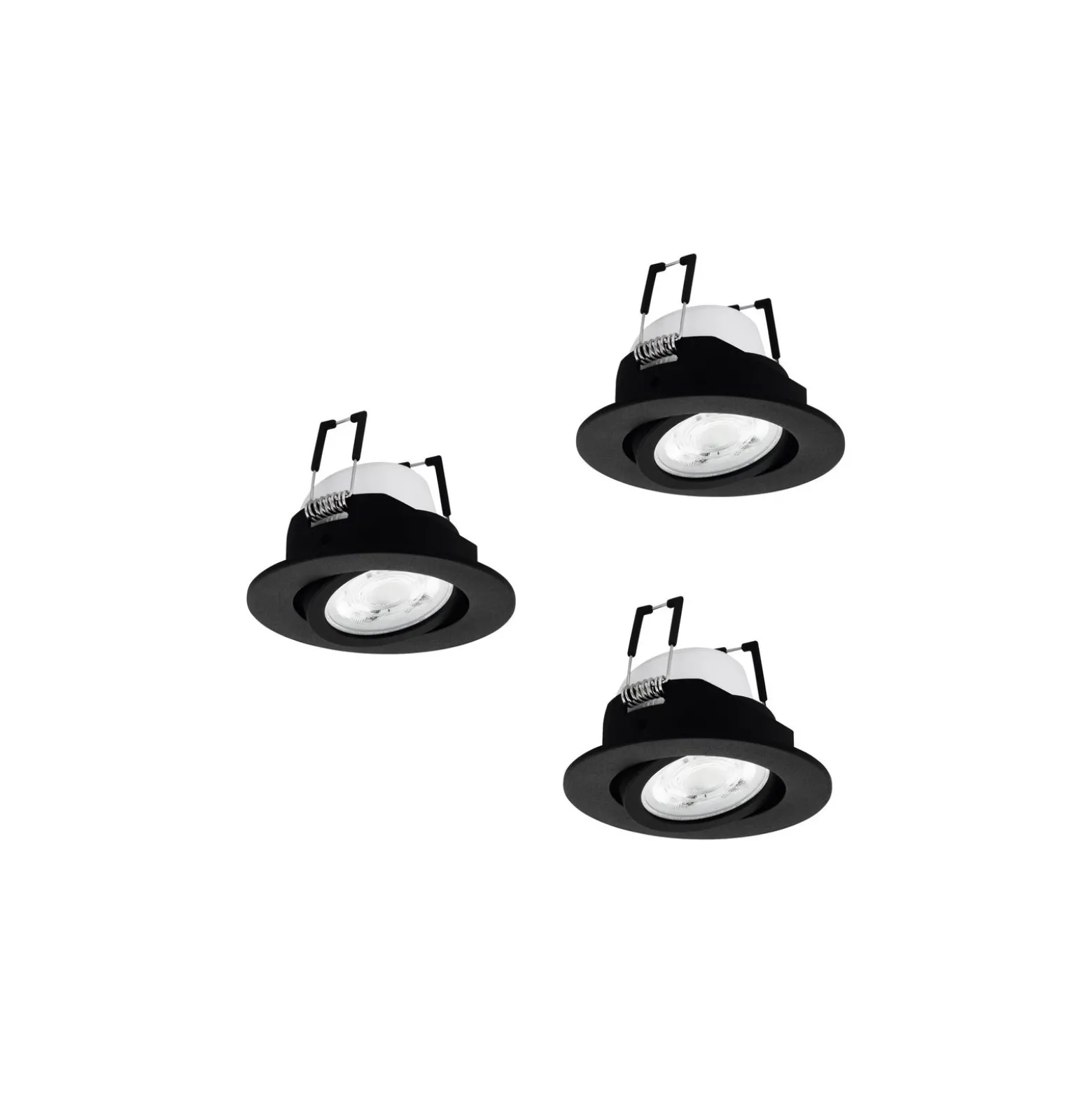 Flerpack 3x Eglo LED Spot Saliceto-Z Aluminium Svart 4.7W 440lm - 827-865 Justerbar Vit + RGB | 88mm - Utskärning 68mm - IP20 - Zigbee Dimbar