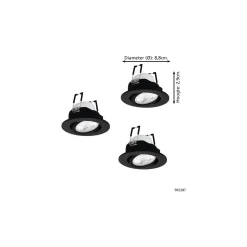 Flerpack 3x Eglo LED Spot Saliceto-Z Aluminium Svart 4.7W 440lm - 827-865 Justerbar Vit + RGB | 88mm - Utskärning 68mm - IP20 - Zigbee Dimbar