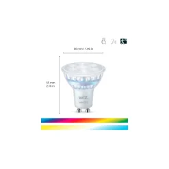 Flerpack 3x WiZ Smart LED Spot GU10 PAR16 5W 400lm 36D | Bästa Färgåtergivning - Dimbar - Ersättare 50W