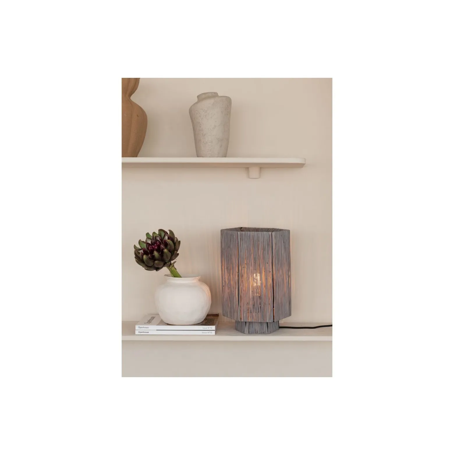 Good&Mojo Bordslampa Panama Rotting Grå L | Passande för 1x E27
