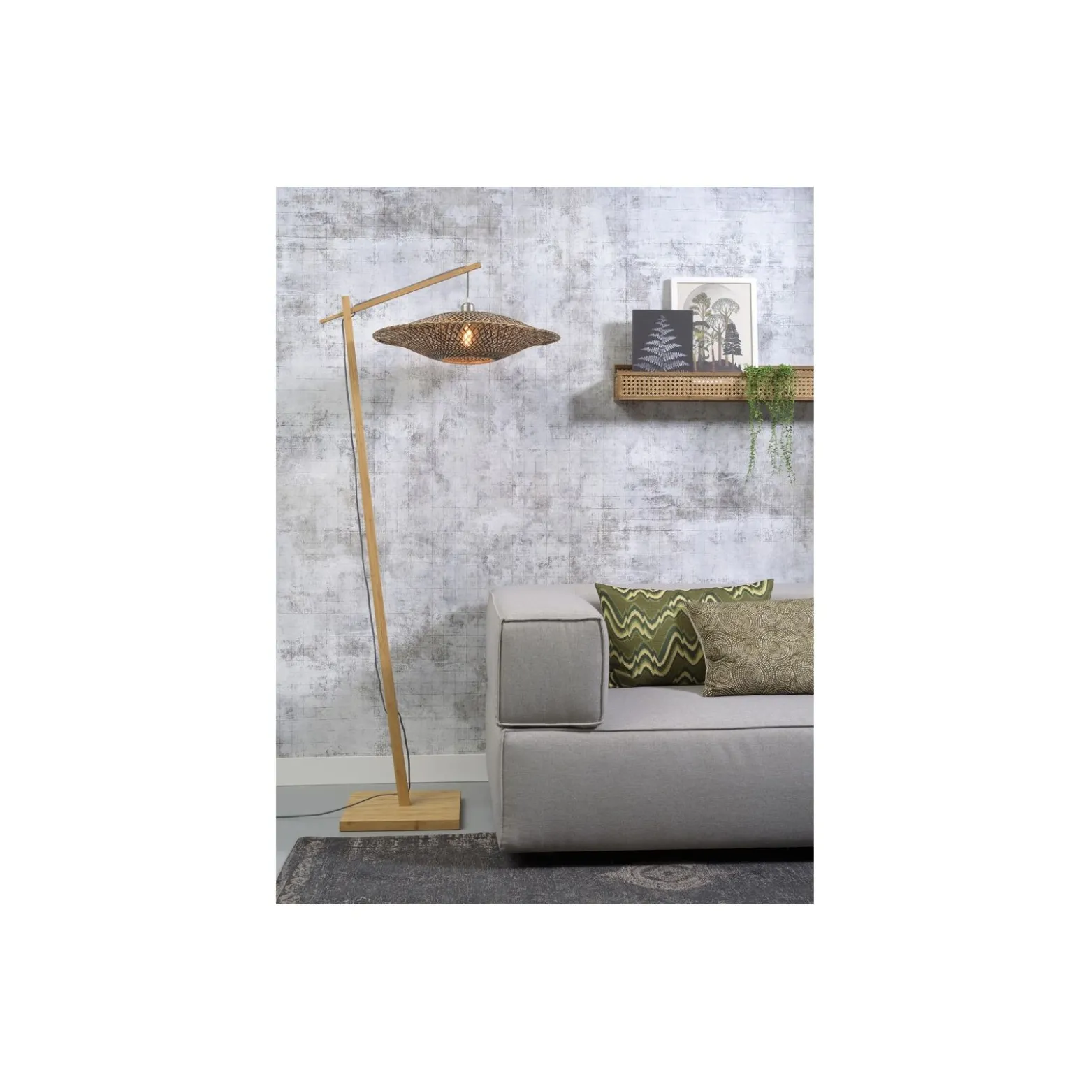 Good&Mojo Golvlampa Bali Bambu Svart | Passande för 1x E27