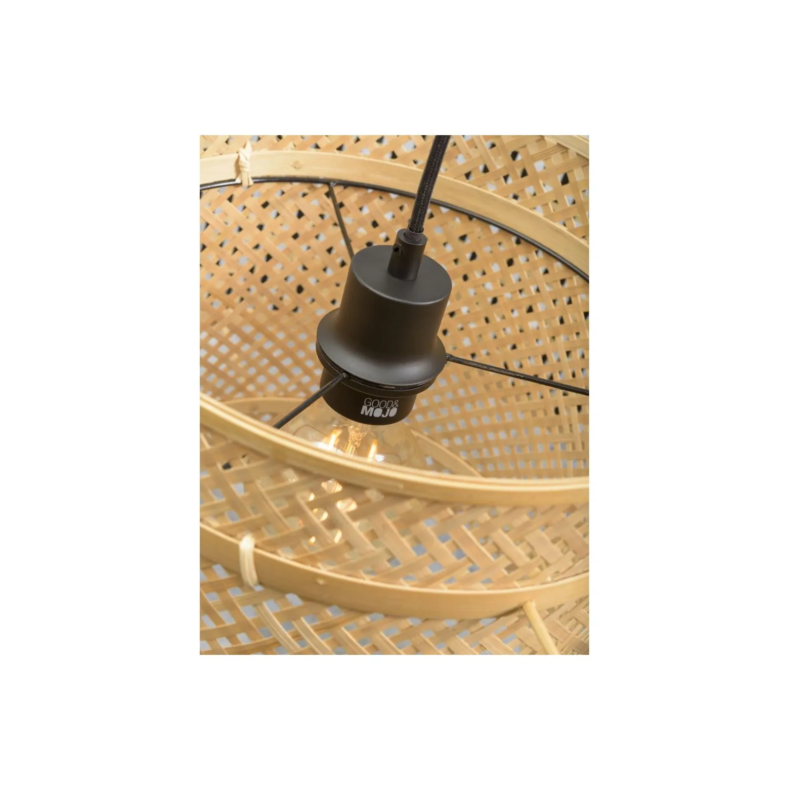 Good&Mojo Golvlampa Bhutan Bambu Svart S | Passande för 1x E27