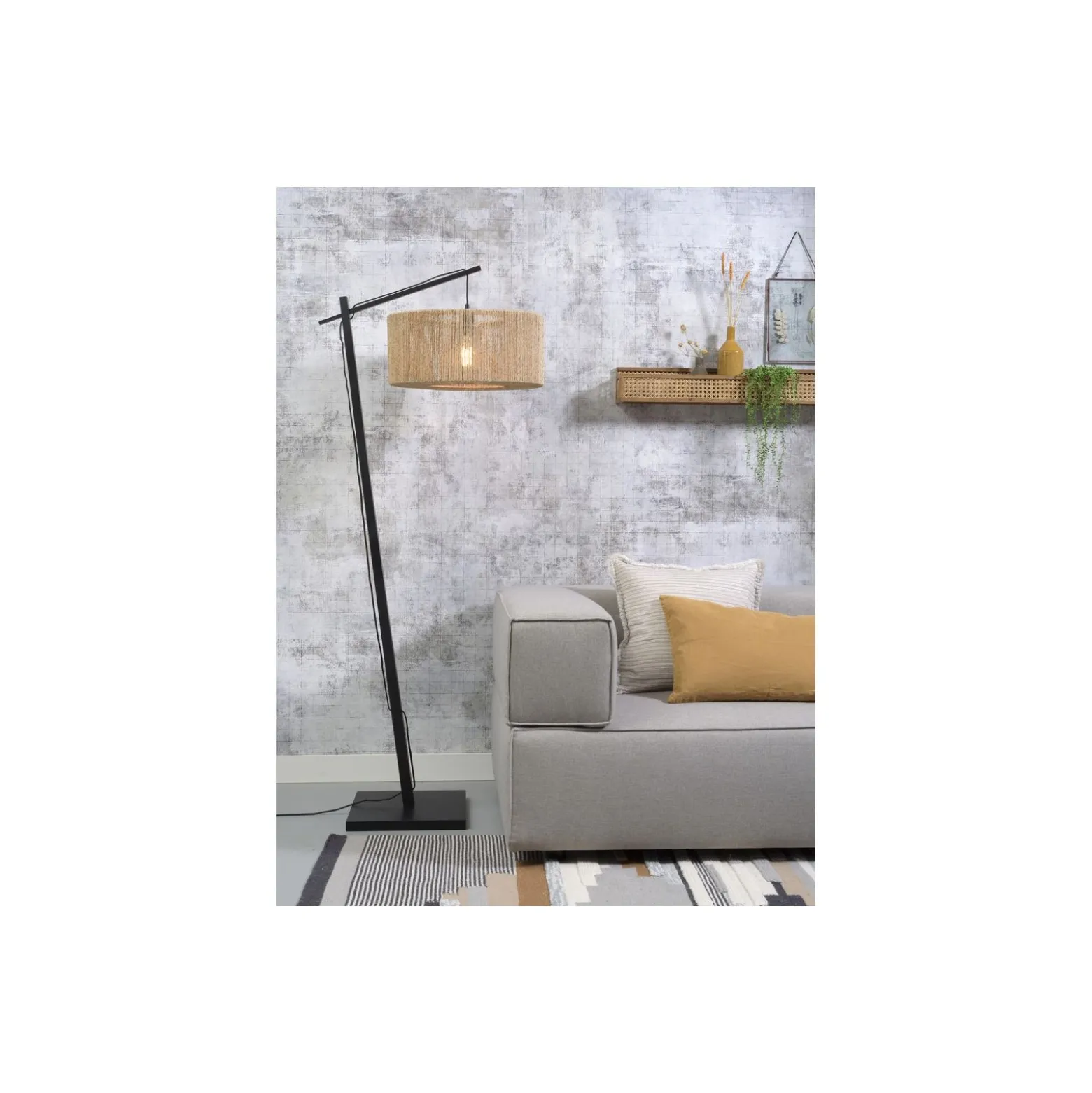 Good&Mojo Golvlampa Iguazu Textil Brun | Passande för 1x E27