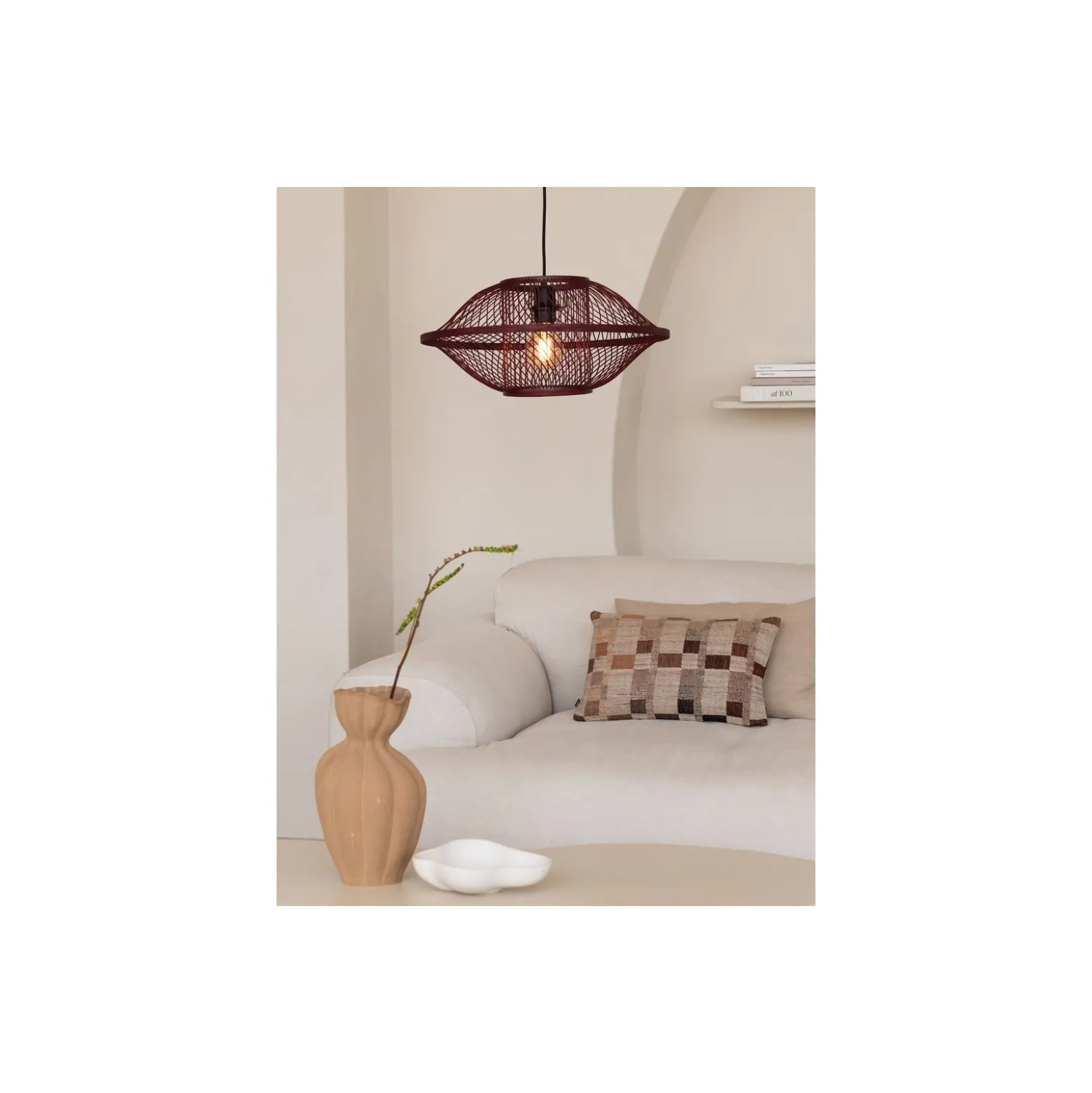 Good&Mojo Pendellampa Maui Bambu Burgundy S | Passande för 1x E27