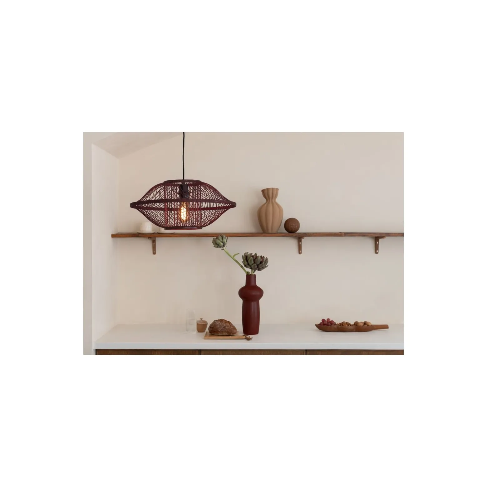 Good&Mojo Pendellampa Maui Bambu Burgundy S | Passande för 1x E27