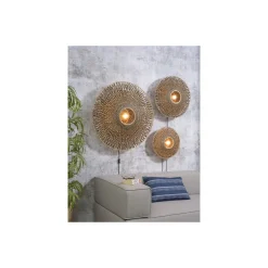 Good&Mojo Vägglampa Bali Bambu Svart L | Passande för 1x E27