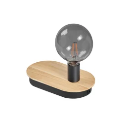 Ledvance Bordslampa Decor Trä/Svart | Passande för 1xE27 - Touch/3-Stegs Dimbar