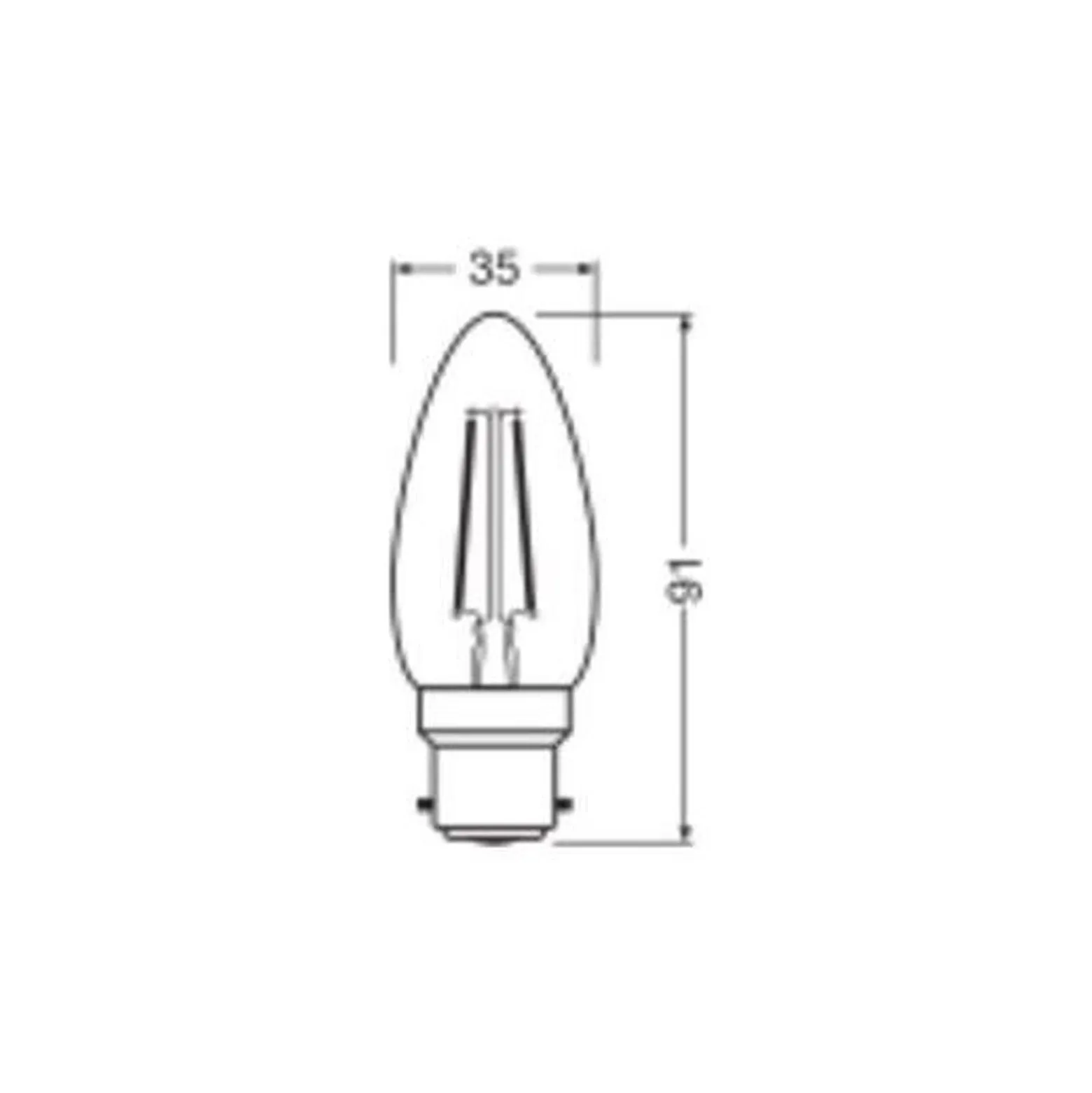 Ledvance Classic LED B22 Kronljus Filament Klar 1.8W 250lm - 827 Extra Varm Vit | Ersättare 25W