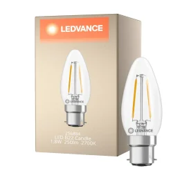 Ledvance Classic LED B22 Kronljus Filament Klar 1.8W 250lm - 827 Extra Varm Vit | Ersättare 25W