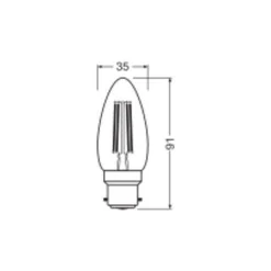 Ledvance Classic LED B22 Kronljus Filament Klar 3.4W 470lm - 827 Extra Varm Vit | Ersättare 40W