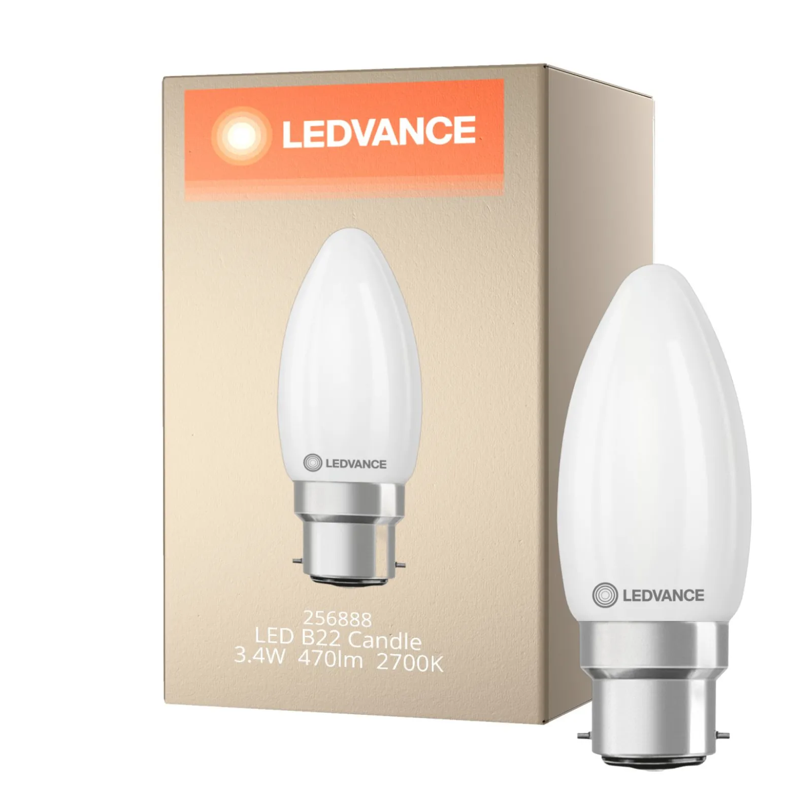 Ledvance Classic LED B22 Kronljus Matt 3.4W 470lm - 827 Extra Varm Vit | Dimbar - Ersättare 40W