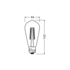 Ledvance Classic LED Edison E27 Päron Filament Klar 3.8W 806lm - 827 Extra Varm Vit | Ersättare 60W