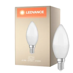 Ledvance Classic LED E14 Kronljus Matt 4.9W 470lm - 827 Extra Varm Vit | Ersättare 40W