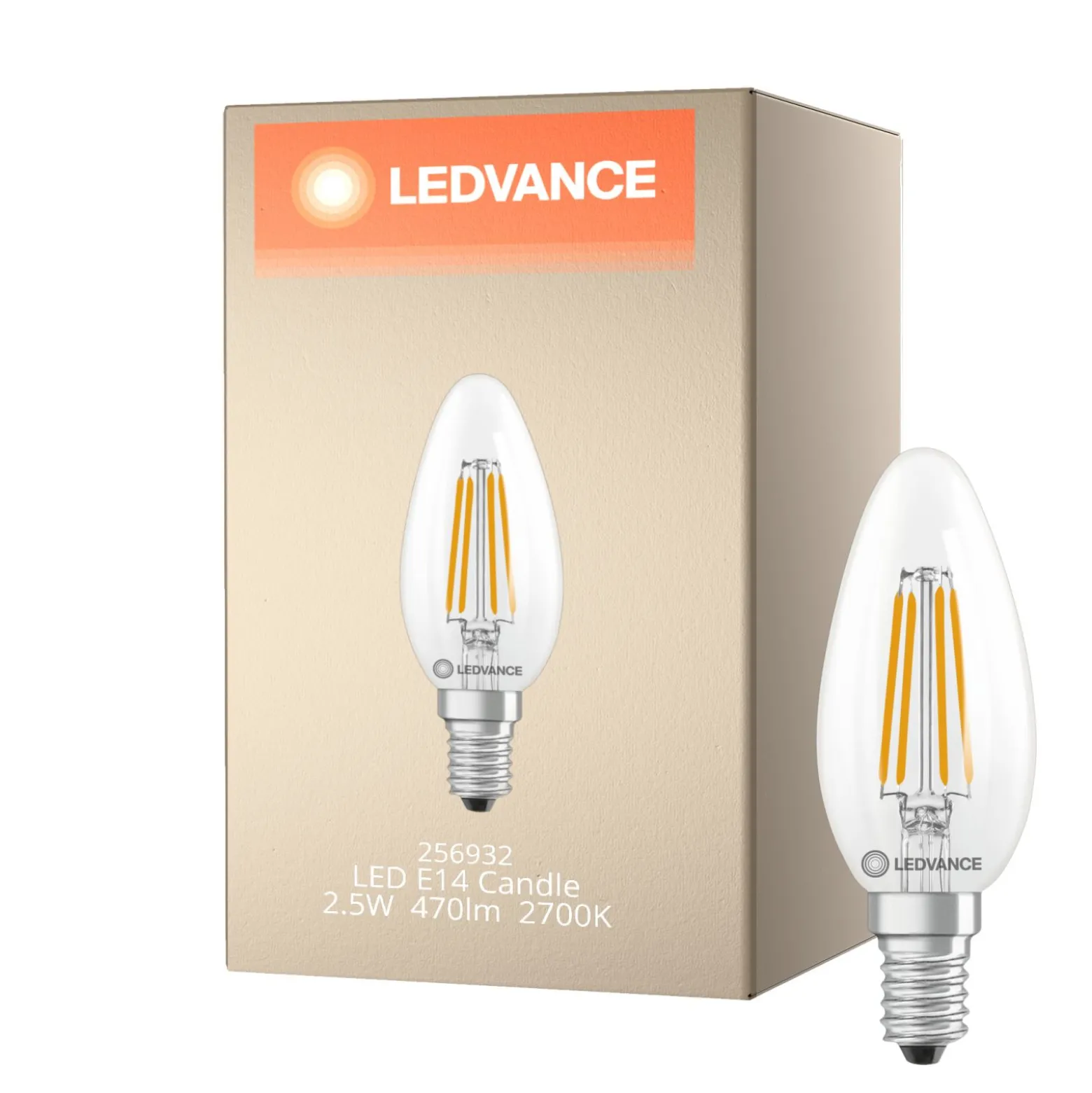 Ledvance Classic LED E14 Kronljus Filament Klar 2.5W 470lm - 827 Extra Varm Vit | Dimbar - Ersättare 40W