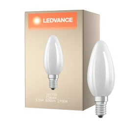 Ledvance Classic LED E14 Kronljus Filament Matt 5.5W 806lm - 827 Extra Varm Vit | Ersättare 60W