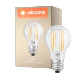 Ledvance Classic LED E27 Päron Filament Klar 7.5W 1055lm - 840 Kallvit | Ersättare 75W
