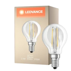 Ledvance Classic LED E14 Päron Filament Klar 2.5W 250lm - 827 Extra Varm Vit | Ersättare 25W