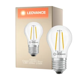 Ledvance Classic LED E27 Päron Filament Klar 1.8W 250lm - 827 Extra Varm Vit | Ersättare 25W