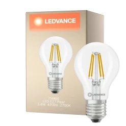 Ledvance Classic LED E27 Päron Filament Klar 3.4W 470lm - 827 Extra Varm Vit | Dimbar - Ersättare 40W