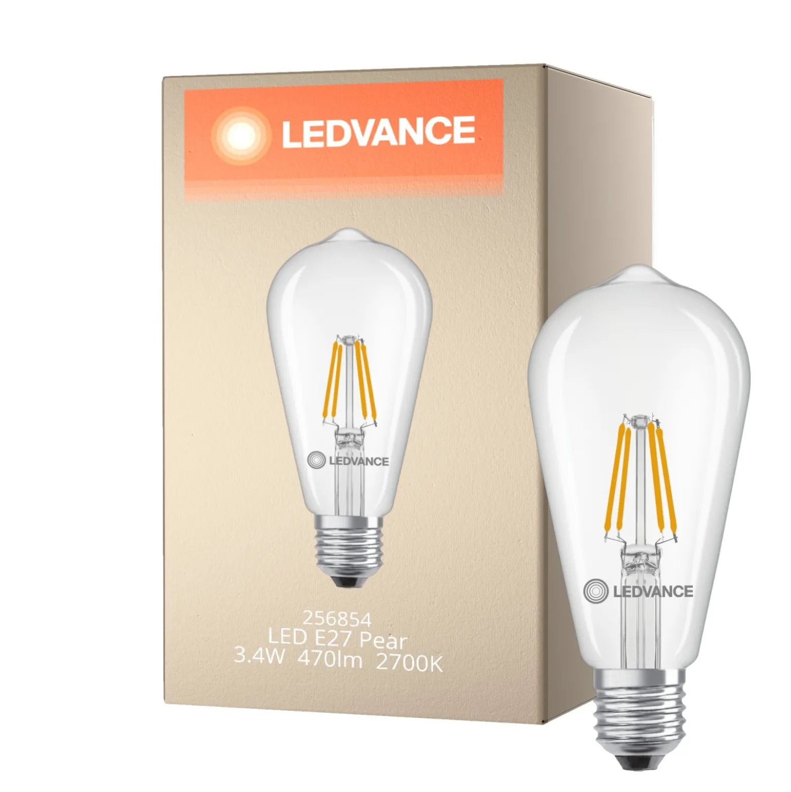 Ledvance Classic LED E27 Päron Filament Klar 3.4W 470lm - 827 Extra Varm Vit | Ersättare 40W