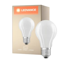 Ledvance Classic LED E27 Päron Filament Matt 4.8W 470lm - 827 Extra Varm Vit | Dimbar - Ersättare 40W