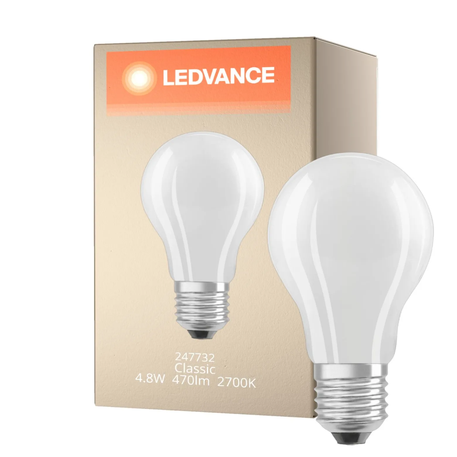 Ledvance Classic LED E27 Päron Filament Matt 4.8W 470lm - 827 Extra Varm Vit | Dimbar - Ersättare 40W