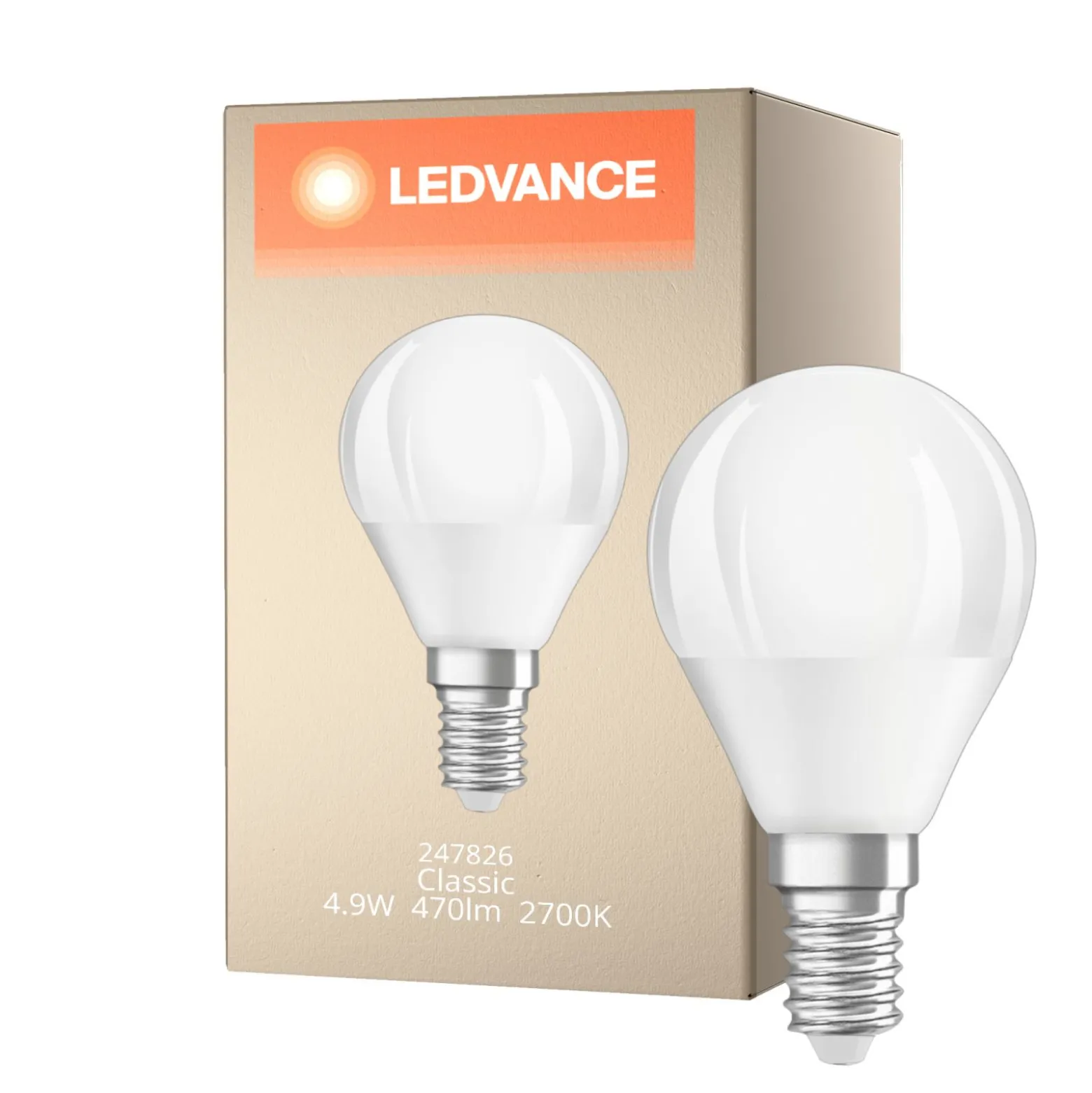 Ledvance Classic LED E14 Päron Matt 4.9W 470lm - 827 Extra Varm Vit | Dimbar - Ersättare 40W