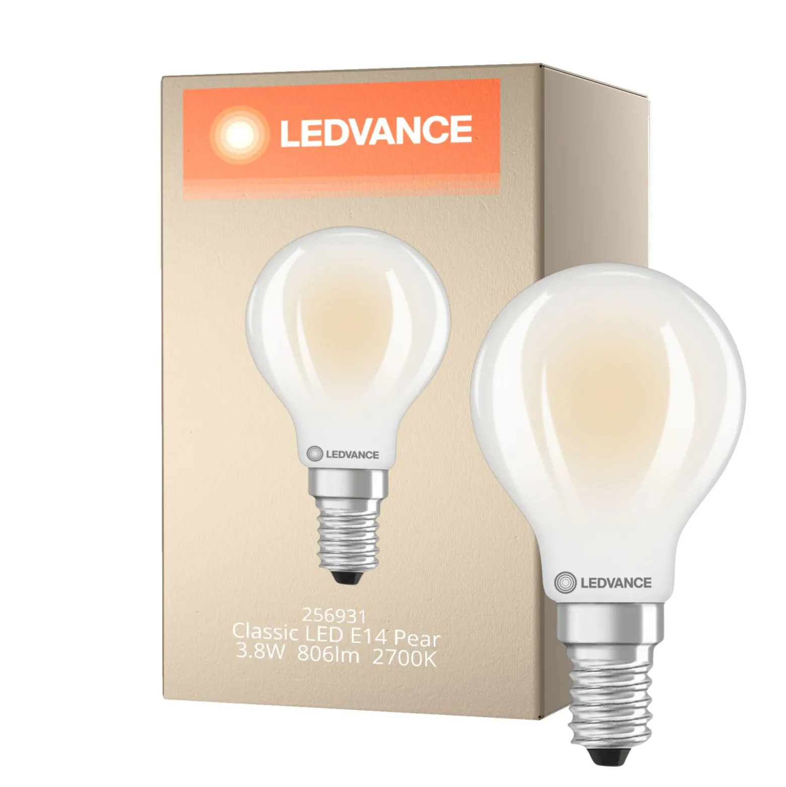Ledvance Classic LED E14 Päron Matt 3.8W 806lm - 827 Extra Varm Vit | Ersättare 60W