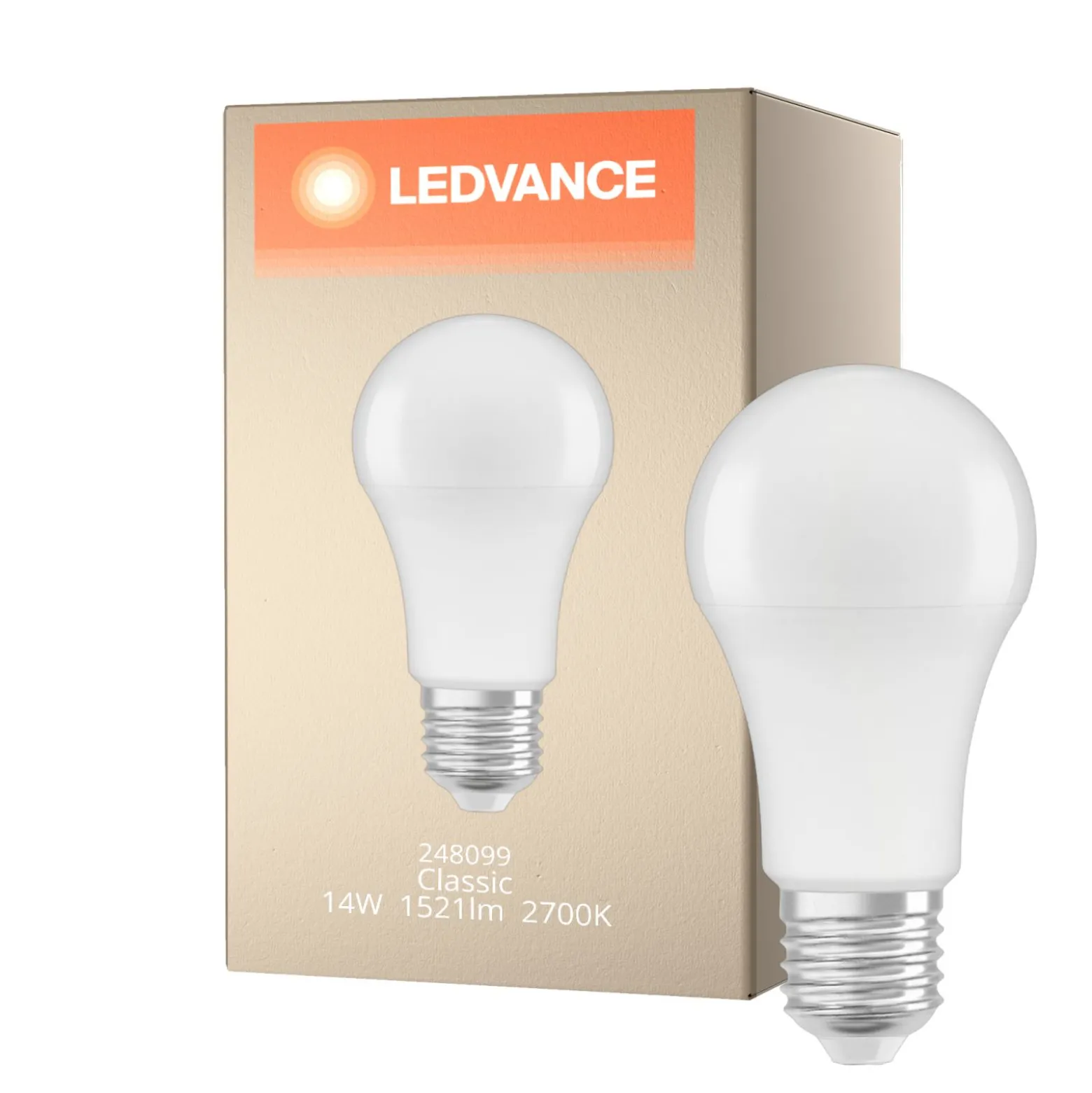 Ledvance Classic LED E27 Päron Matt 14W 1521lm - 827 Extra Varm Vit | Dimbar - Ersättare 100W
