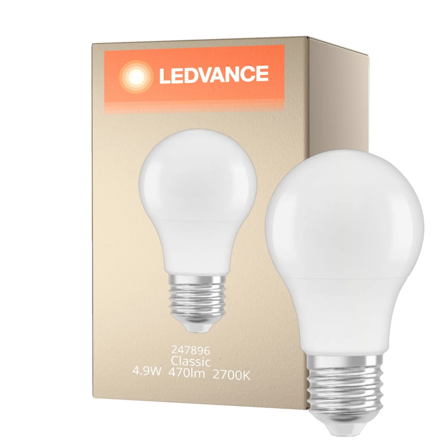 Ledvance Classic LED E27 Päron Matt 4.9W 470lm - 827 Extra Varm Vit | Ersättare 40W