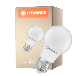 Ledvance Classic LED E27 Päron Matt 4.9W 470lm - 840 Kallvit | Ersättare 40W - Återvunnet