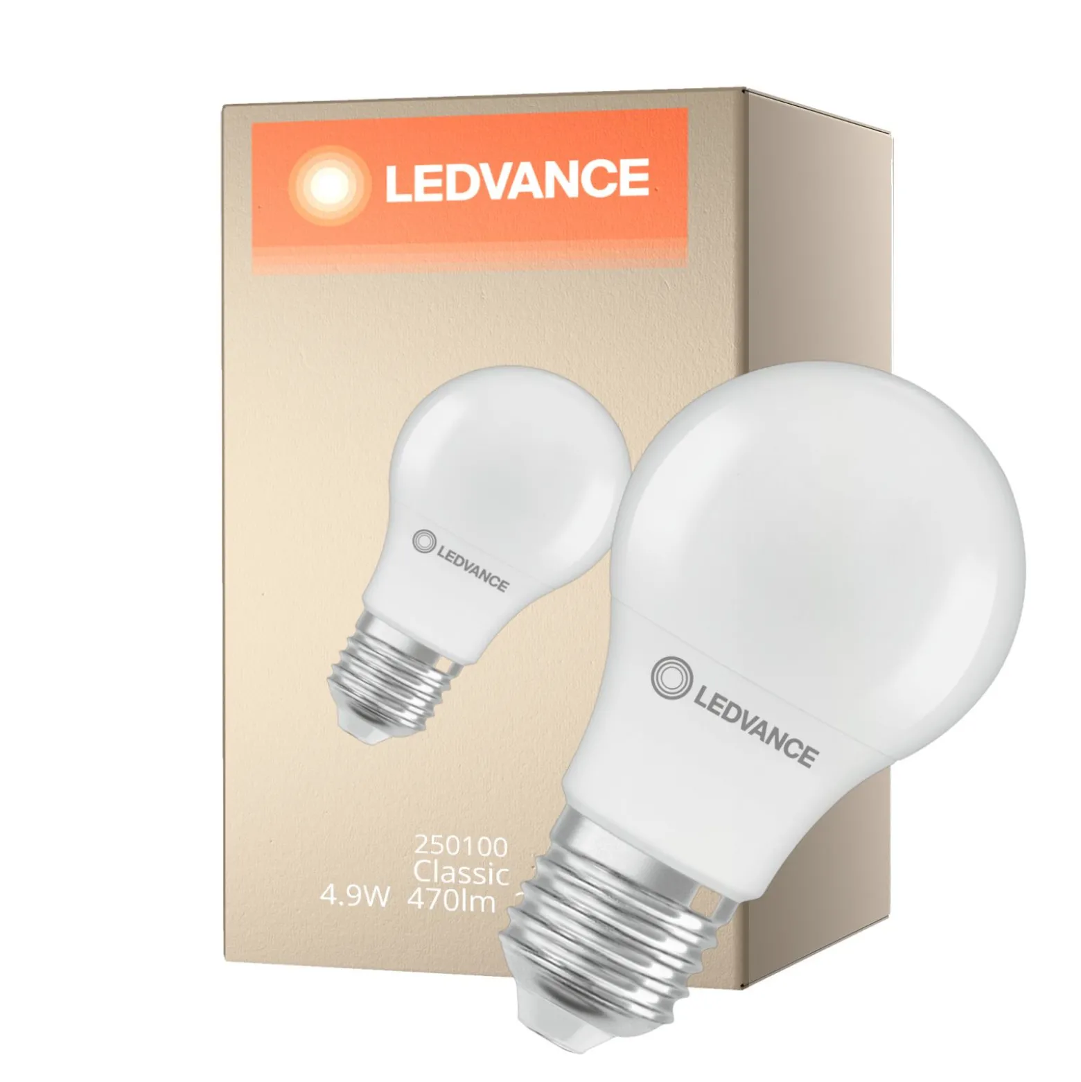 Ledvance Classic LED E27 Päron Matt 4.9W 470lm - 827 Extra Varm Vit | Ersättare 40W - Återvunnet