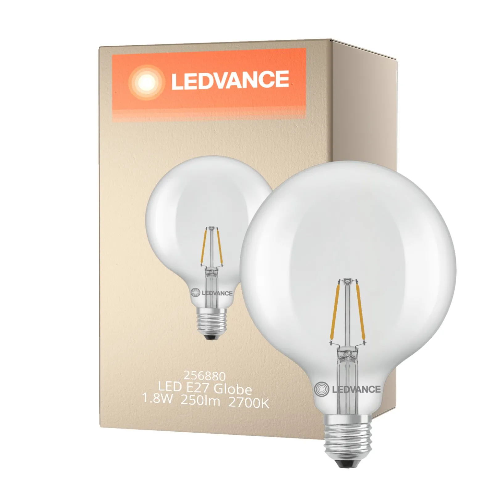 Ledvance Classic LED Globe LED E27 Globe Filament Klar 1.8W 250lm - 827 Extra Varm Vit | Ersättare 25W